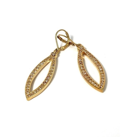 Joan Rivers Earrings Rhinestones Drops Dangles Gold Tone - Picture 7 of 8